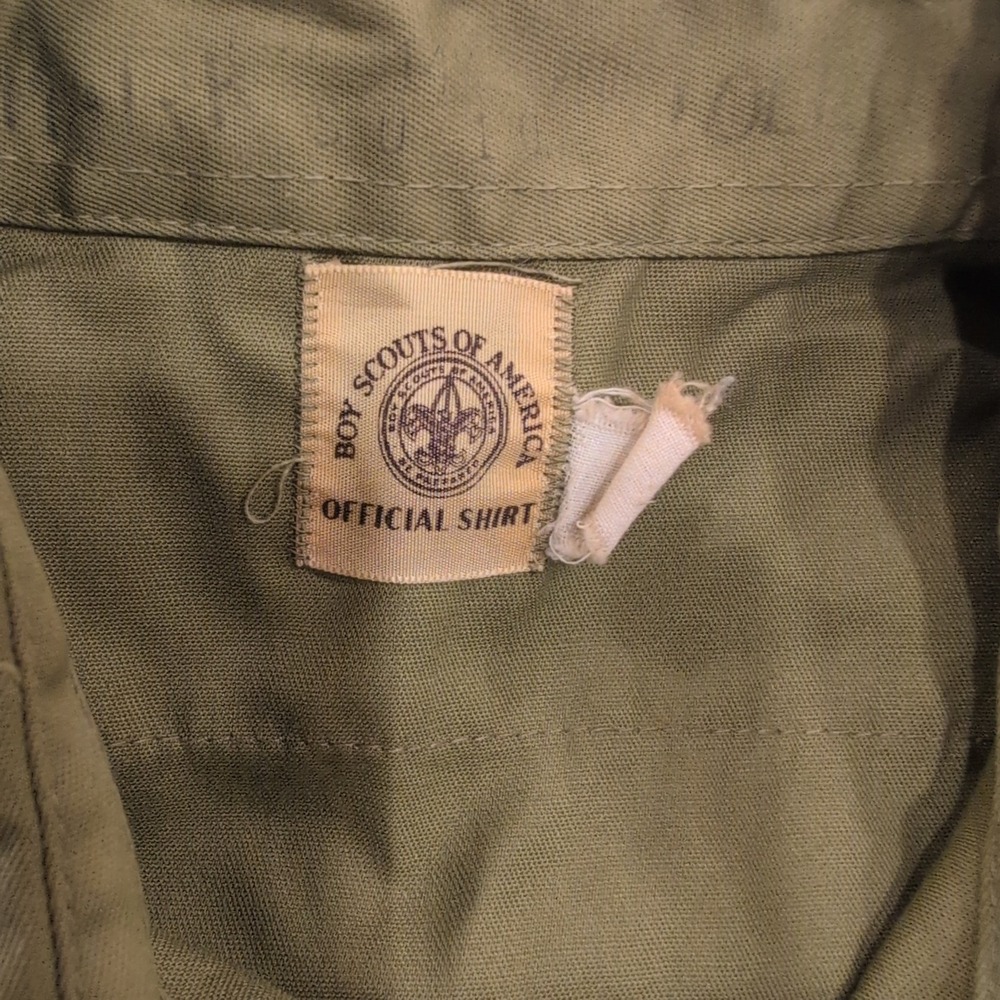 VTG Boy Scouts of America Official Shirt Khaki Long Sleeve w Neckerchief & Slide - Picture 4 of 5